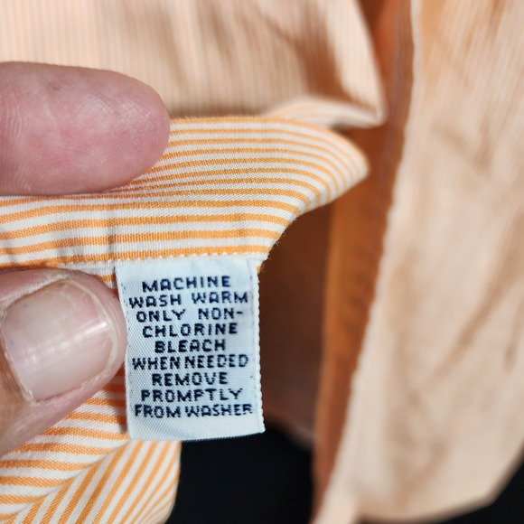 Ralph Lauren Yarmouth Striped Button Down Shirt Men Orange  Cotton Long Sleeve - Picture 5 of 6